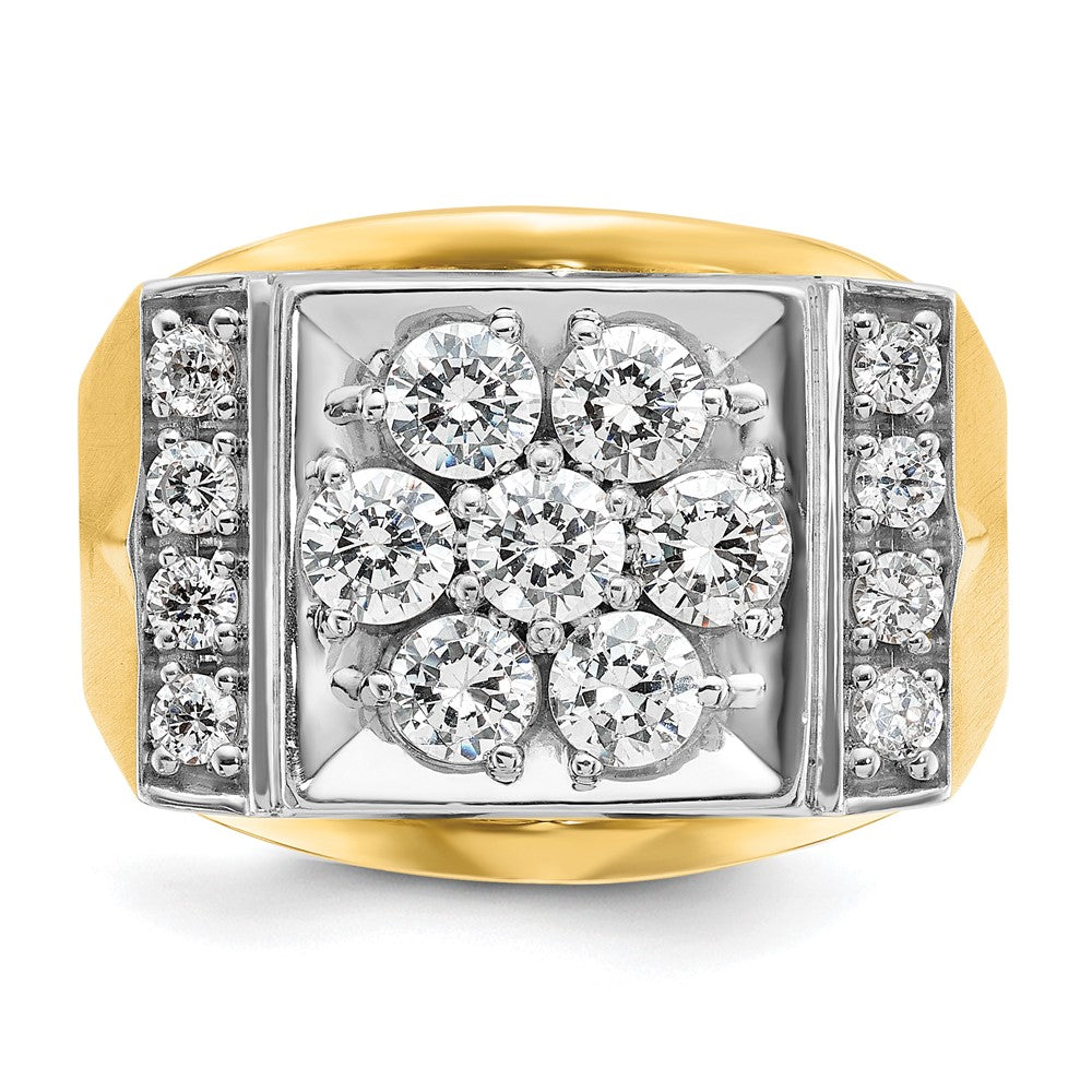 14k Two-tone Two Tone 1 1/2 Ct. Lab Grown Diamond VS/SI+ G+ Men's Polished and Satin Cluster Ring