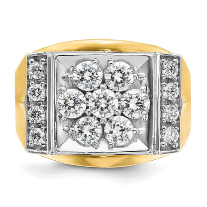 14k Two-tone Gold Men's Polished and Satin 1.5 carat Diamond Complete Ring