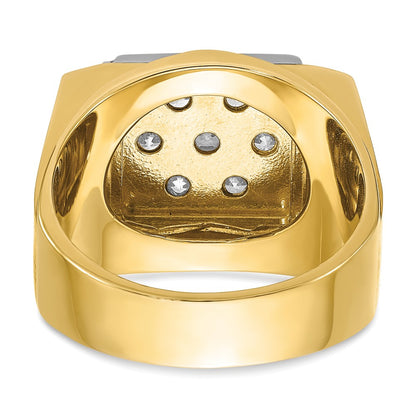 14k Two-tone Two Tone 1 1/2 Ct. Lab Grown Diamond VS/SI+ G+ Men's Polished and Satin Cluster Ring