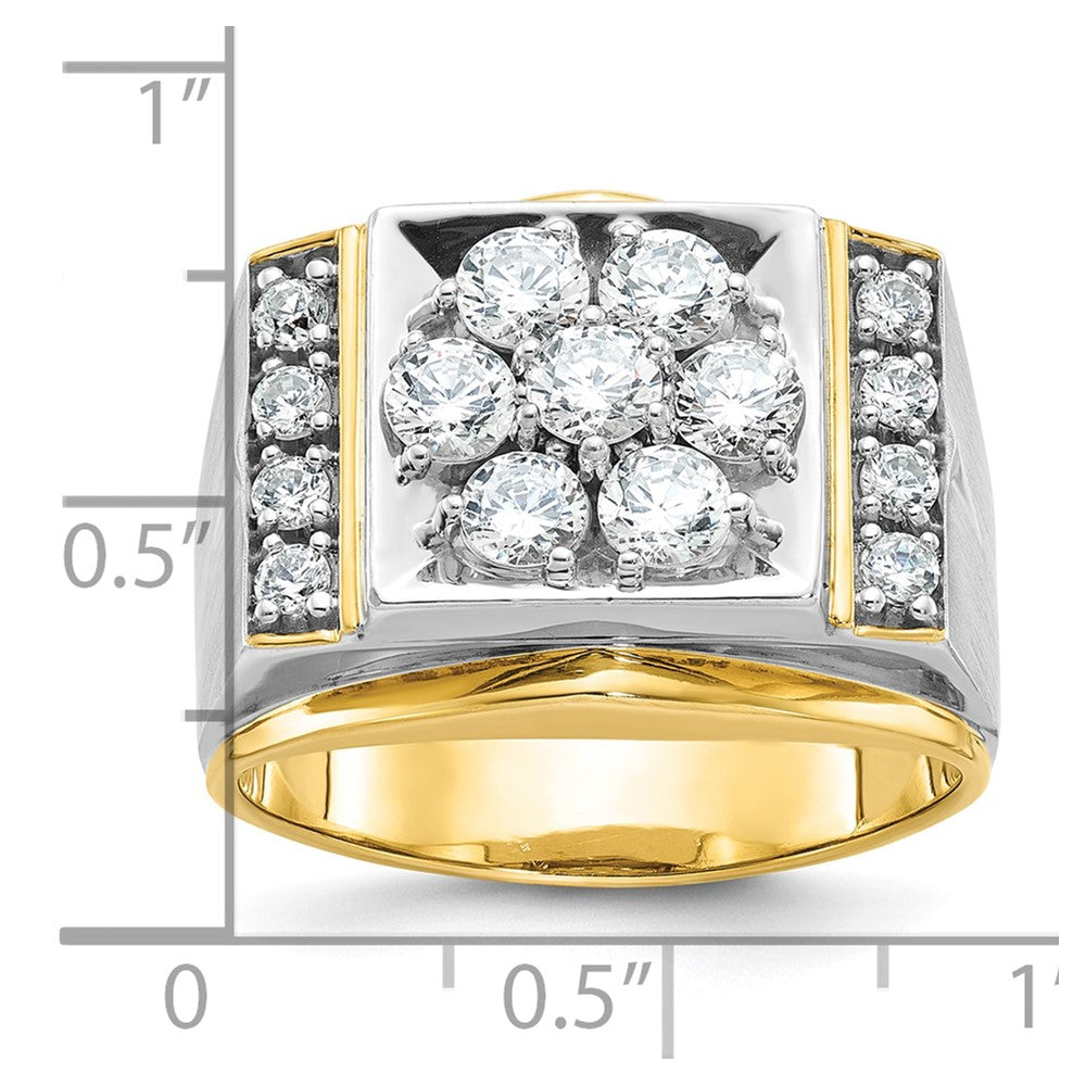 14k Two-tone Gold Men's Polished and Satin 1.5 carat Diamond Complete Ring