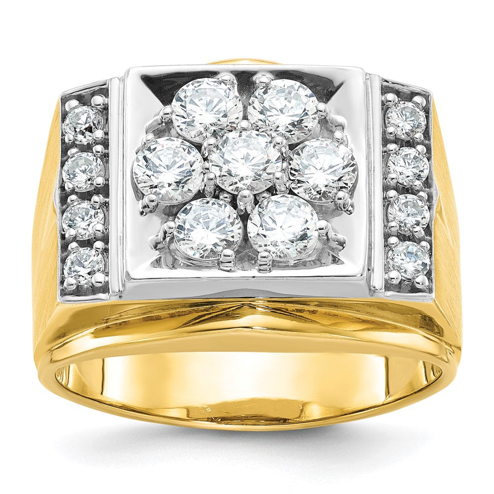 14k Two-tone Gold Men's Polished and Satin 1.5 carat Diamond Complete Ring