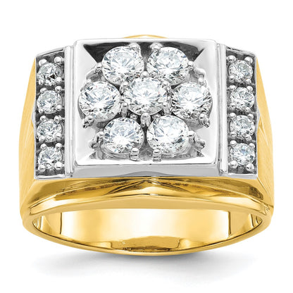 14k Two-tone Gold Men's Polished and Satin 1.5 carat Diamond Complete Ring