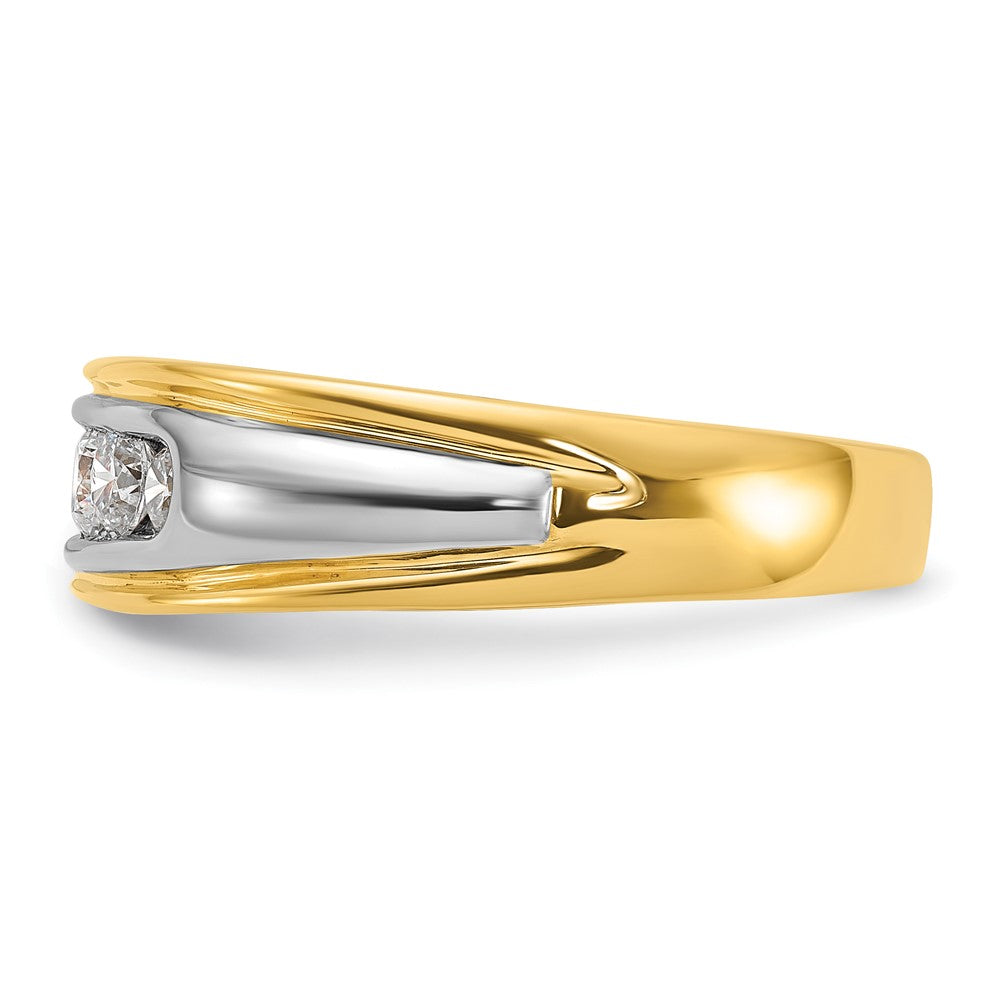 14k Two-tone  Two Tone 1/2 Ct. Lab Grown Diamond VS/SI+ G+ Complete Polished and Grooved Men's Ring