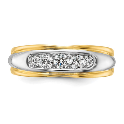 14k Two-tone  Two Tone 1/2 Ct. Lab Grown Diamond VS/SI+ G+ Complete Polished and Grooved Men's Ring