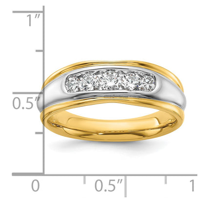 14k Two-tone  Two Tone 1/2 Ct. Lab Grown Diamond VS/SI+ G+ Complete Polished and Grooved Men's Ring