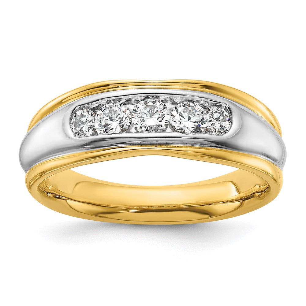 14k Two-tone  Two Tone 1/2 Ct. Lab Grown Diamond VS/SI+ G+ Complete Polished and Grooved Men's Ring
