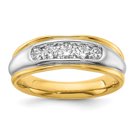 14k Two-tone  Two Tone 1/2 Ct. Lab Grown Diamond VS/SI+ G+ Complete Polished and Grooved Men's Ring