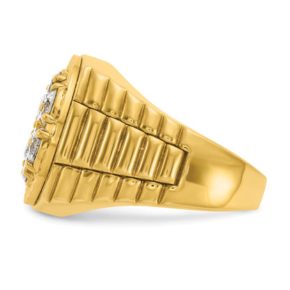 14k Yellow Gold 2 Ct. Lab Grown Diamond VS/SI+ G+ Ribbed Men's Cluster Ring