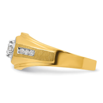 14k Yellow Gold Men's Polished and Satin 1/3 carat Diamond Complete Ring