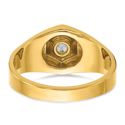 14k Yellow Gold Men's Polished and Satin 1/3 carat Diamond Complete Ring