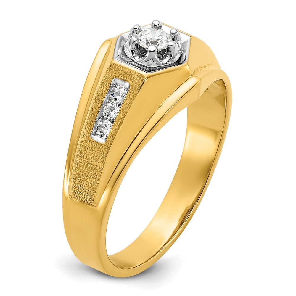 14k Yellow Gold Men's Polished and Satin 1/3 carat Diamond Complete Ring