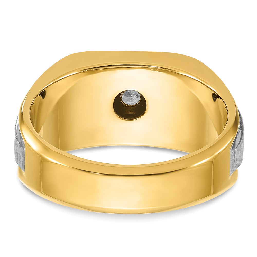 14k Two-tone Gold Men's Polished and Satin 1/4 carat Diamond Complete Ring