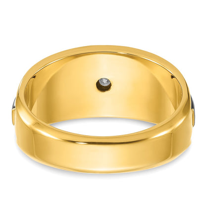 14k Two-tone Gold Men's Polished and Satin 1/4 carat Diamond Complete Ring