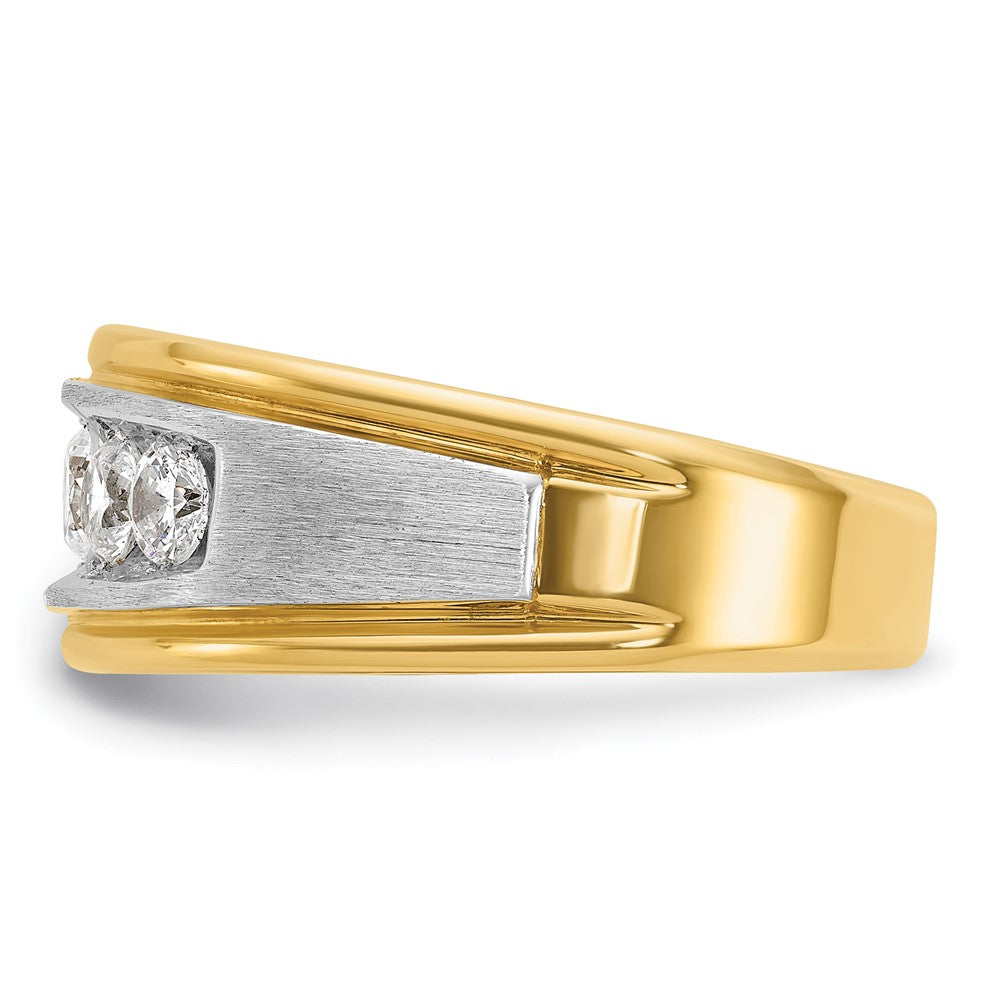 14k Two-tone Gold Men's Satin Finish 1 carat Diamond Complete Ring