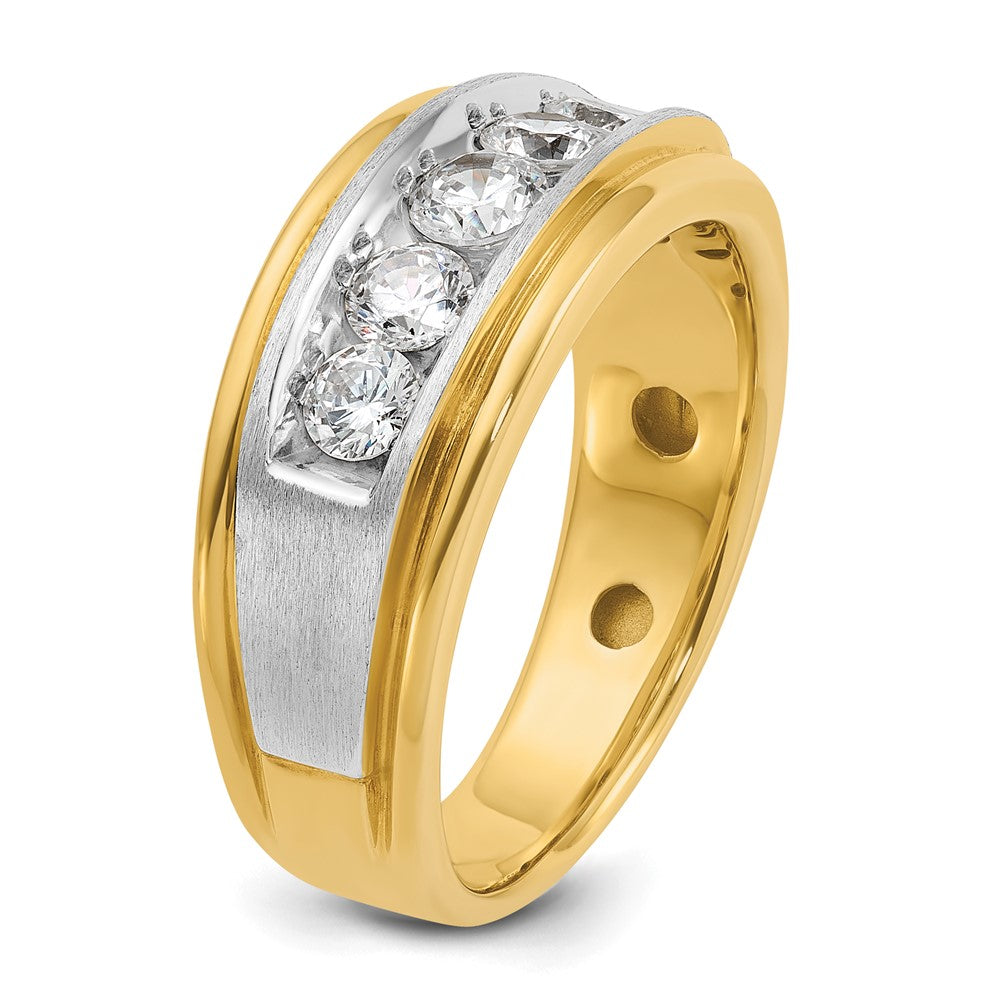 14k Two-tone Gold Men's Satin Finish 1 carat Diamond Complete Ring