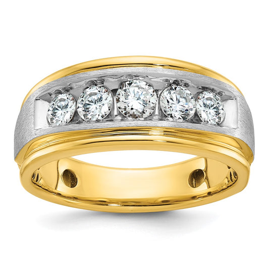 14k Two-tone Gold Men's Satin Finish 1 carat Diamond Complete Ring