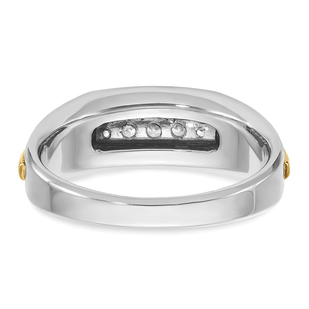 14k Two-tone Gold Men's Polished and Satin 1/4 carat Diamond Complete Ring