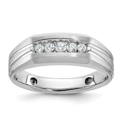 14k White Gold Men's Polished and Satin 1/4 carat Diamond Complete Ring