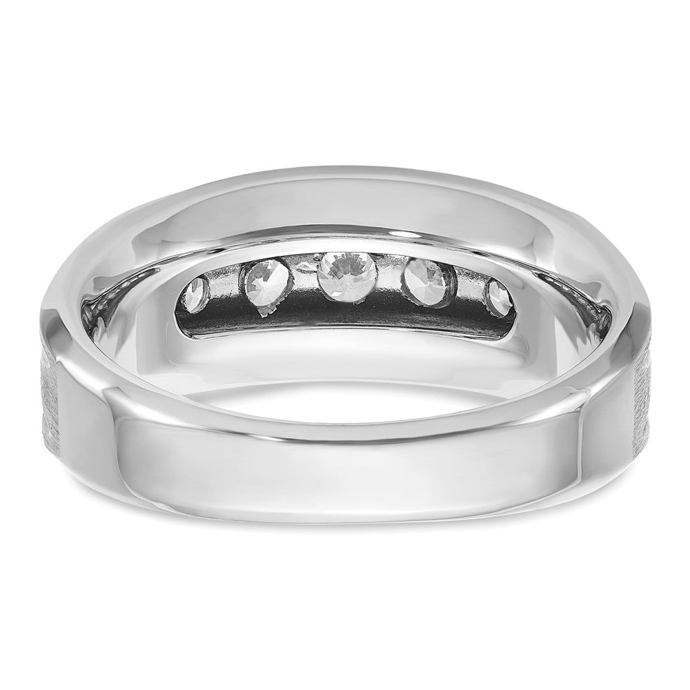 14k White Gold Men's Satin Finish 1 carat Diamond Complete Ring