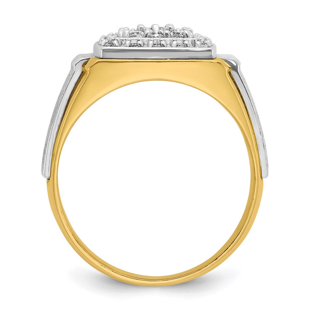 14k Two-tone Gold Men's Polished and Satin 1/2 carat Diamond Complete Ring