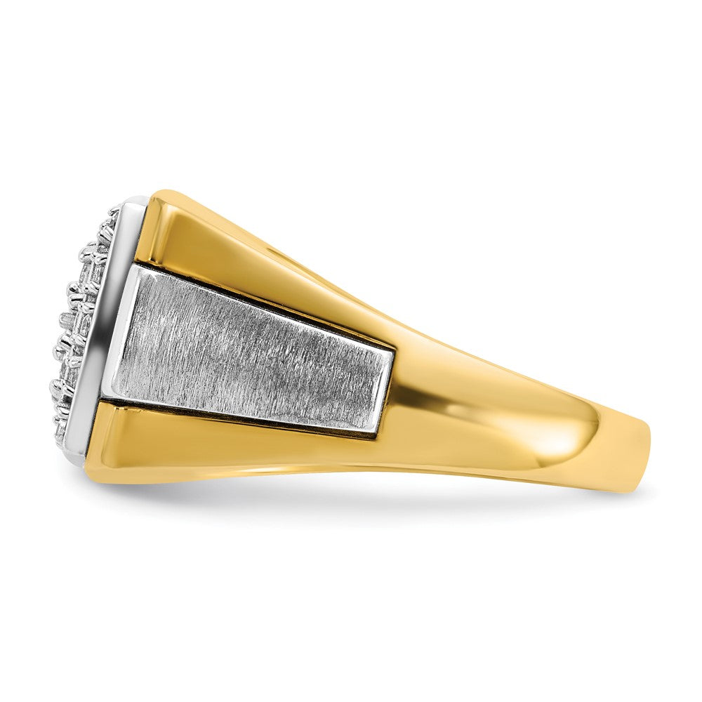 14k Two-tone Gold Men's Polished and Satin 1/2 carat Diamond Complete Ring