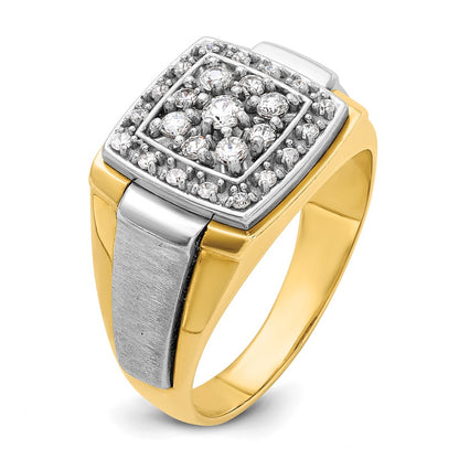 14k Two-tone Gold Men's Polished and Satin 1/2 carat Diamond Complete Ring