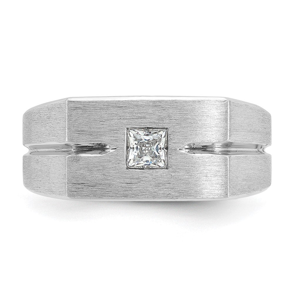 14k White Gold Men's Polished and Satin 1/4 carat Diamond Complete Ring