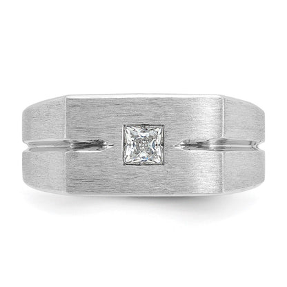 14k White Gold Men's Polished and Satin 1/4 carat Diamond Complete Ring