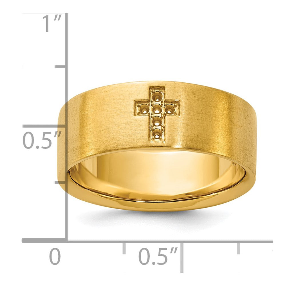 10K Yellow Gold Ibgoodman Men'S Satin Cross Ring Mounting