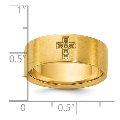 10K Yellow Gold Ibgoodman Men'S Satin Cross Ring Mounting