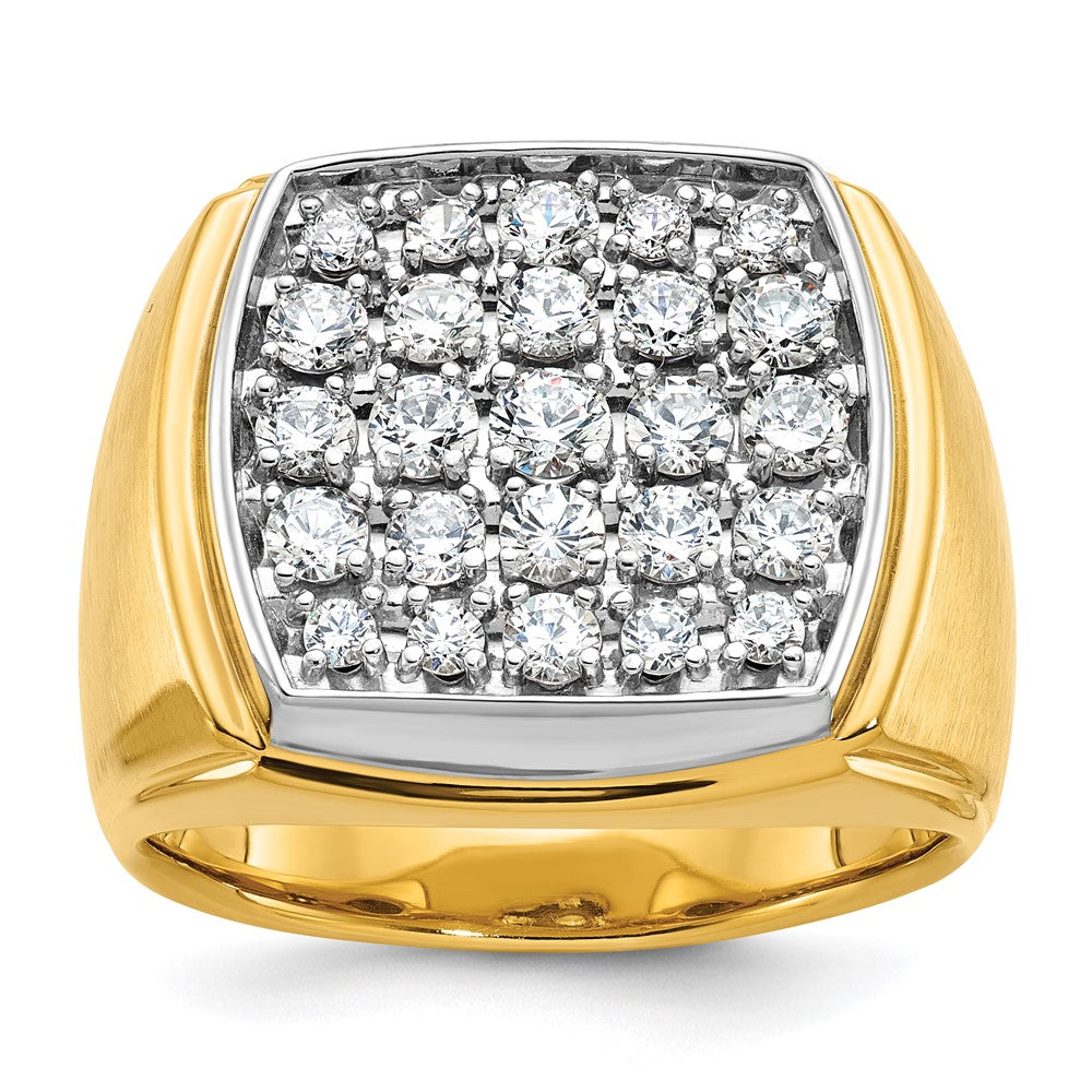 14k Two-tone Gold Two Tone Men's Polished Satin Diamond Complete Ring