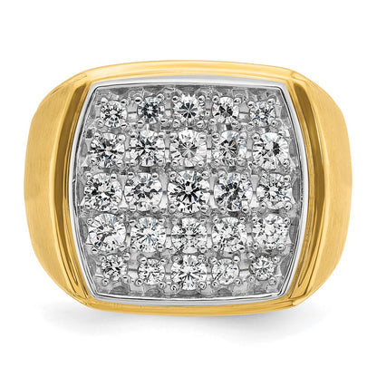 14k Two-tone Two Tone 1 1/2 Ct. Lab Grown Diamond VS/SI+ G+ Men's Polished and Satin Cluster Ring