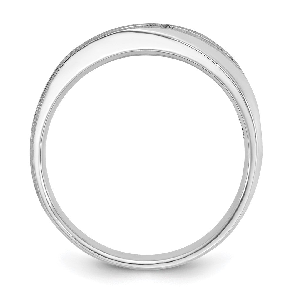 14k White Gold Men's Polished and Satin 1/10 carat Diamond Complete Ring