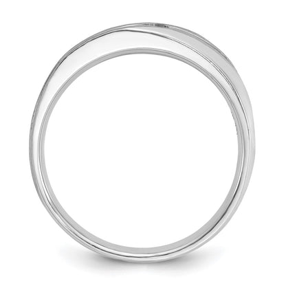 14k White Gold Men's Polished and Satin 1/10 carat Diamond Complete Ring