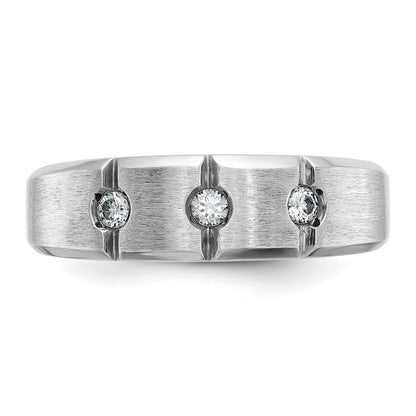 14k White Gold Men's Polished and Satin 1/5 carat Diamond Complete Ring