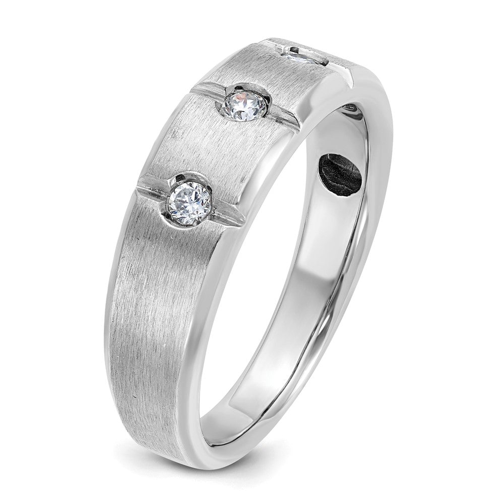 14k White Gold Men's Polished and Satin 1/5 carat Diamond Complete Ring
