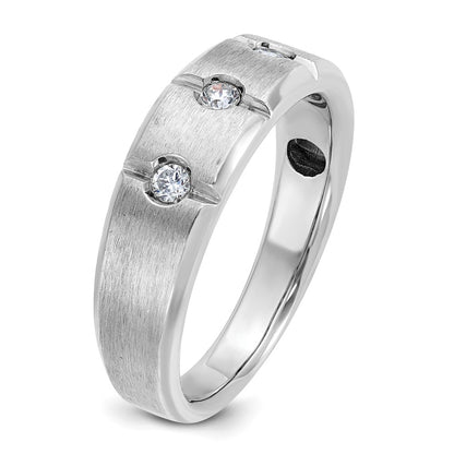 14k White Gold Men's Polished and Satin 1/5 carat Diamond Complete Ring