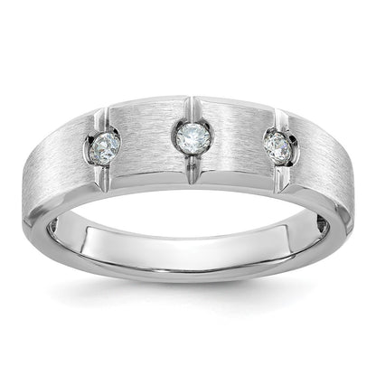 14k White Gold Men's Polished and Satin 1/5 carat Diamond Complete Ring