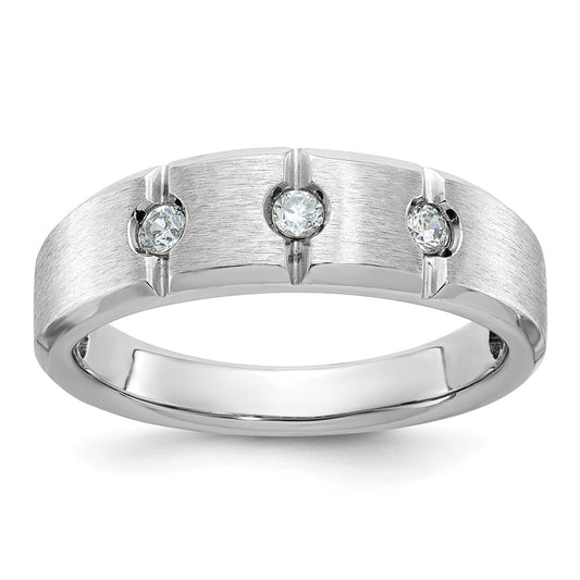 14k White Gold Men's Polished and Satin 1/5 carat Diamond Complete Ring