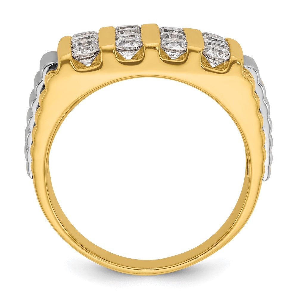 14k Two-tone Two Tone 2 Ct. Lab Grown Diamond VS/SI+ G+ Grooved Four Row Men's Ring