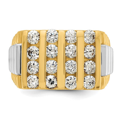 14k Two-tone Two Tone 2 Ct. Lab Grown Diamond VS/SI+ G+ Grooved Four Row Men's Ring