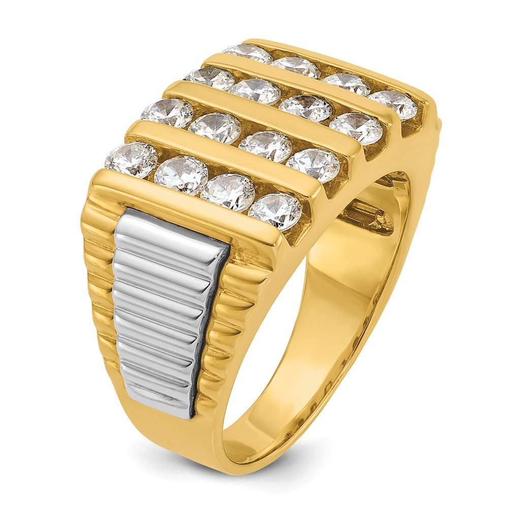 14k Two-tone Two Tone 2 Ct. Lab Grown Diamond VS/SI+ G+ Grooved Four Row Men's Ring