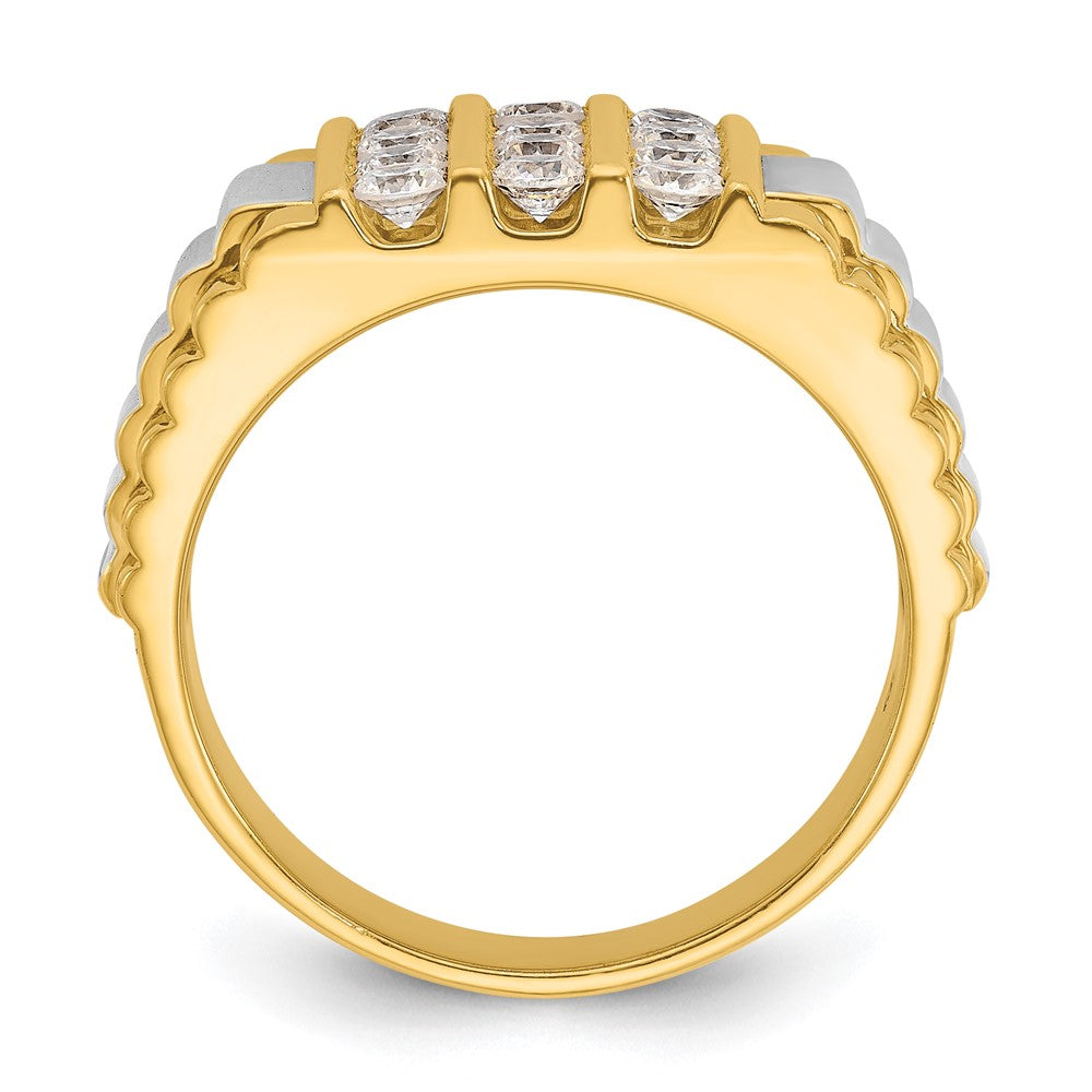 14k Two-tone Two Tone 1 Ct. Lab Grown Diamond VS/SI+ G+ Grooved Four Row Men's Ring