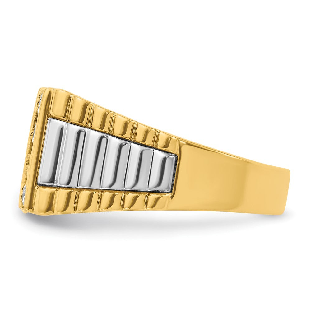 14k Two-tone Two Tone 1 Ct. Lab Grown Diamond VS/SI+ G+ Grooved Four Row Men's Ring