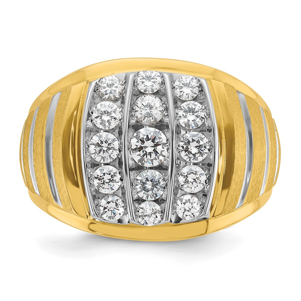 14k Two-tone Gold Men's Polished and Satin 1 carat Diamond Complete Ring