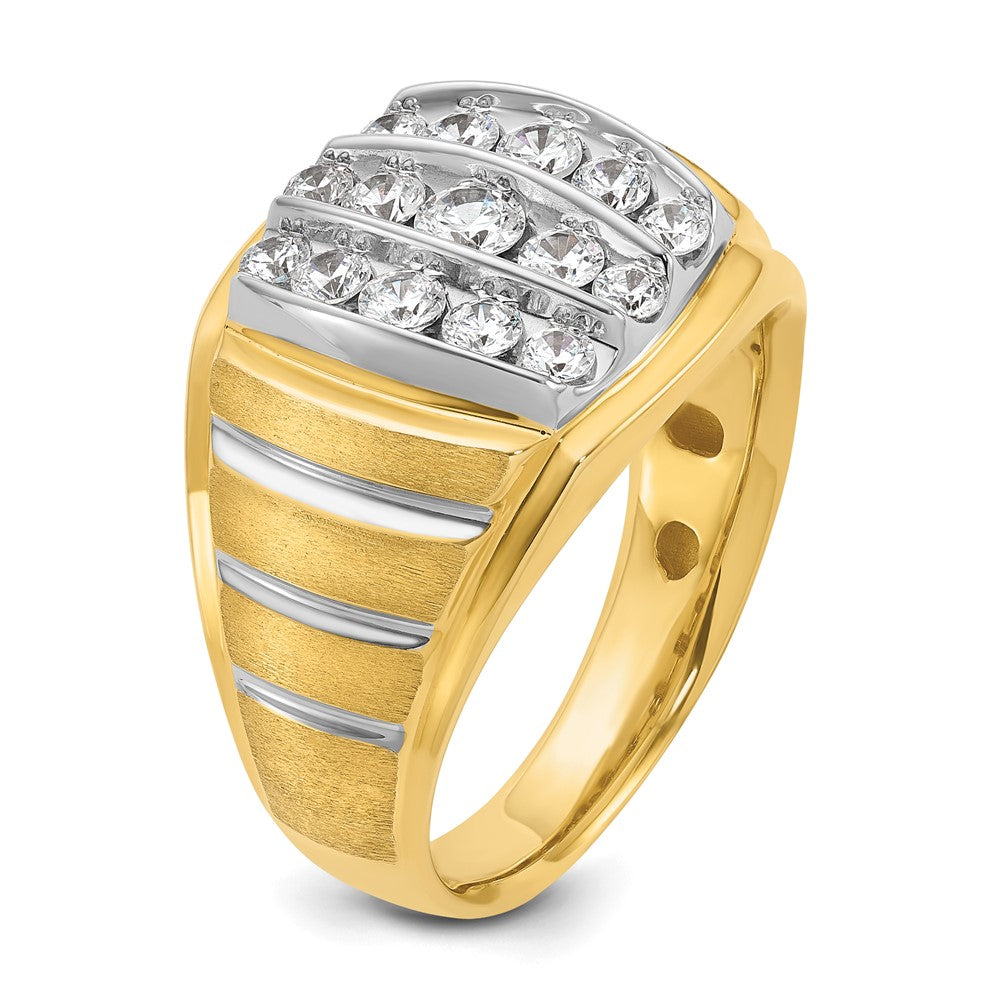 14k Two-tone Gold Men's Polished and Satin 1 carat Diamond Complete Ring