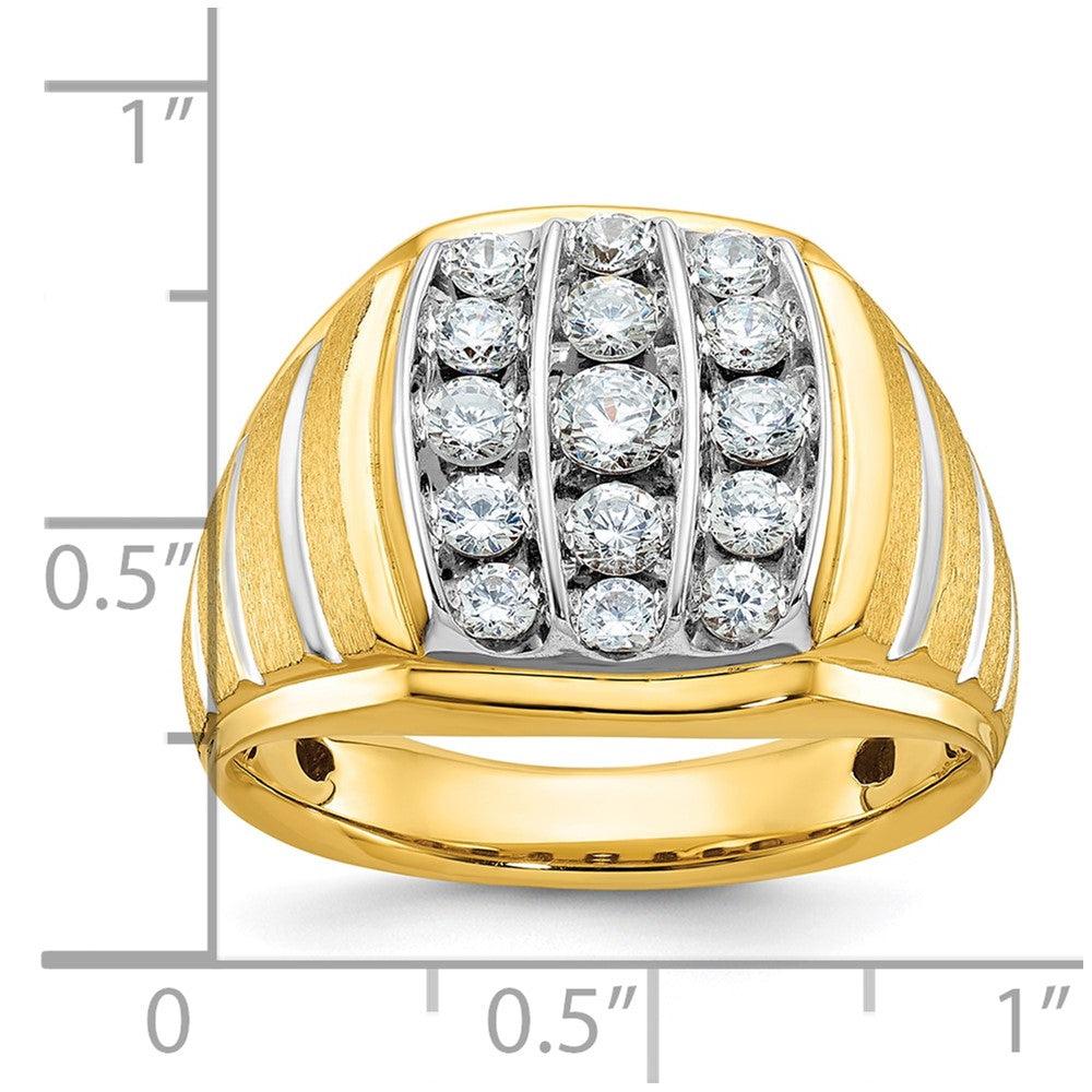 14k Two-tone Gold Men's Polished and Satin 1 carat Diamond Complete Ring