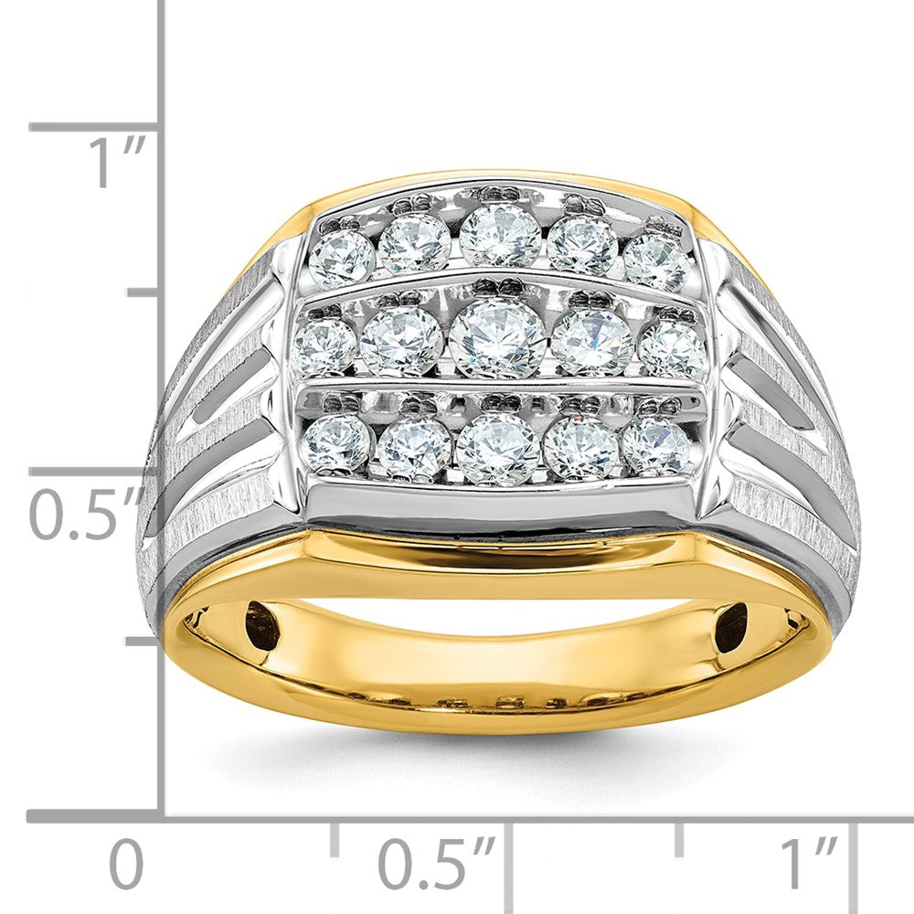 14k Two-tone Gold Men's Polished and Satin 1 carat Diamond Complete Ring