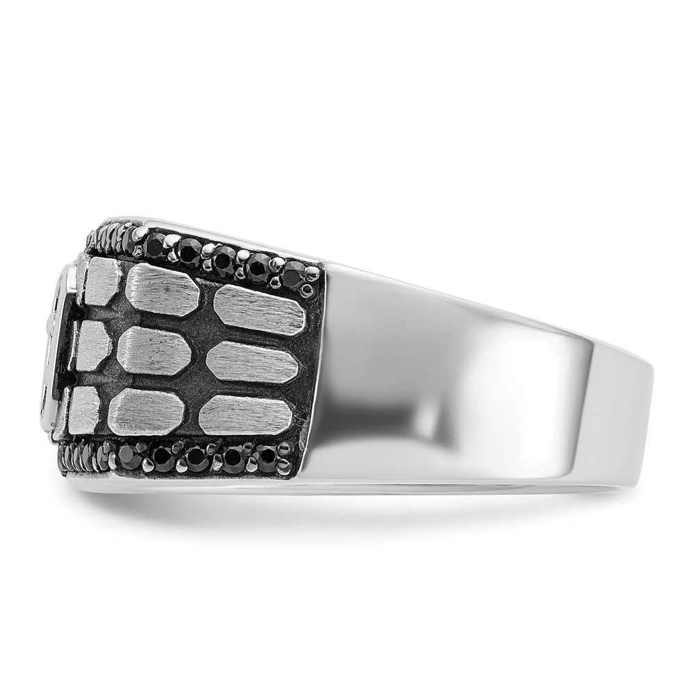 14k White Gold with Black Rhodium Men's Satin 5/8 carat Diamond Complete Ring