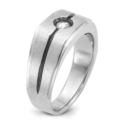 14k White Gold with Black Rhodium Men's Satin 1/5 carat Diamond Complete Ring